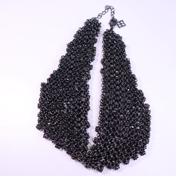 BCBGMAXAZRIA Collared Clear CZ Rhinestone Gunmetal Statement Necklace - Picture 2 of 4